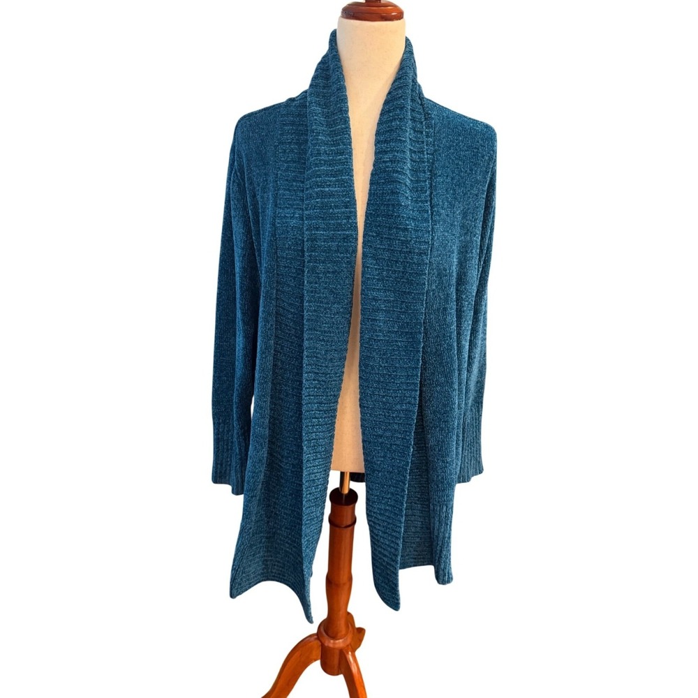 7 For All Mankind Chenille Cardigan XXL Teal Open Front Sweater NWT